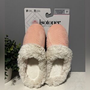 Isotoner Women's Coral Slippers with Soft Cream Lining